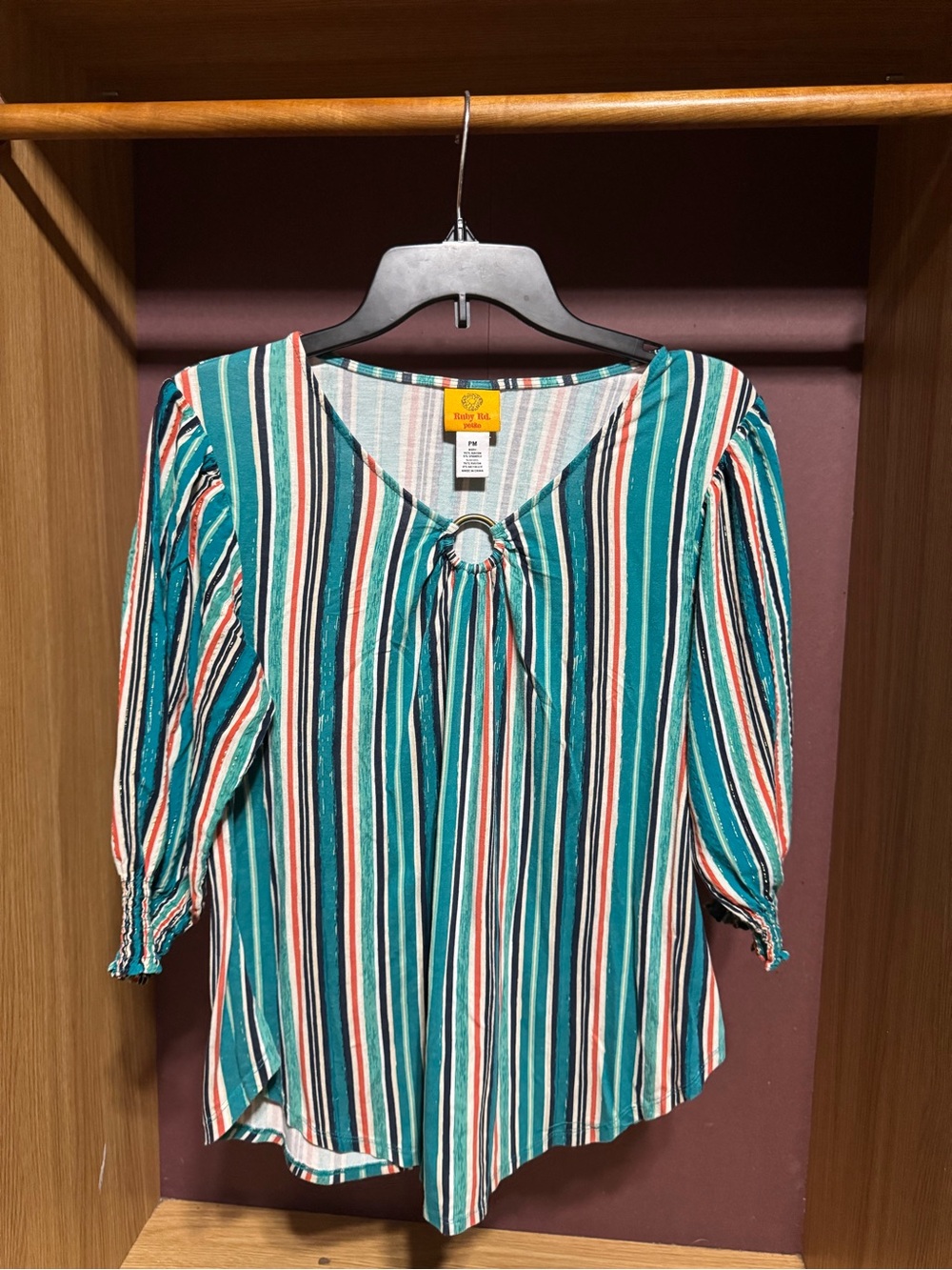 Ruby Rd. Petite Multicolor Striped Top Size Medium